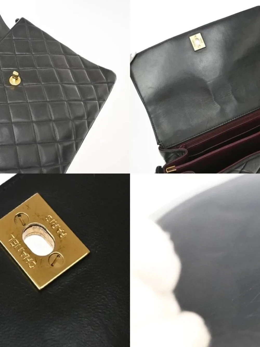 CHANEL CC Logo Matelasse Shoulder Bag Leather Black GHW France Vintage